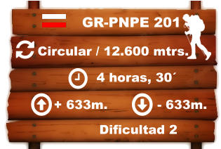 Circular / 12.600 mtrs.     4 horas, 30´ + 633m. - 633m.  Dificultad 2 GR-PNPE 201
